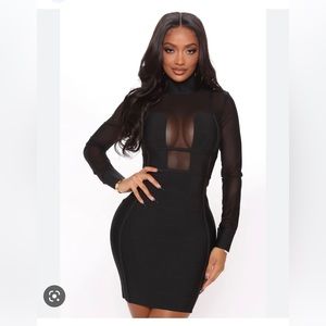 Mesh front black dress